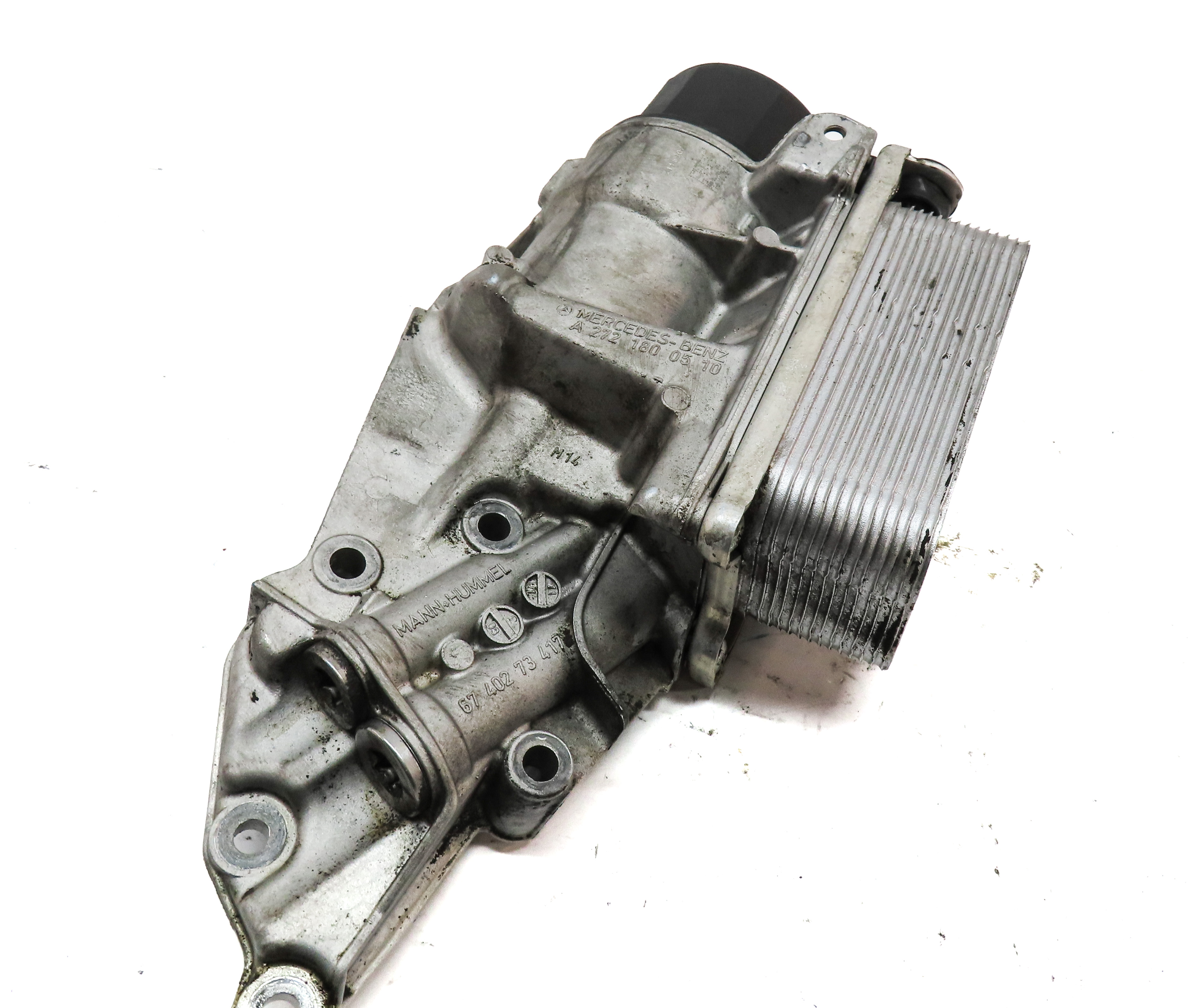 2012 MERCEDES C300 (W204) 3.0L (272.948) ENGINE OIL FILTER HOUSING w/ OIL COOLER — exact item pictured
